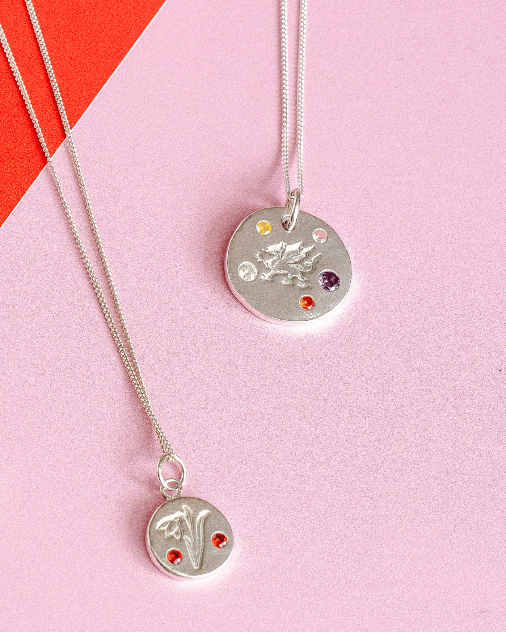 Personalised Draig Cymraeg Welsh Dragon Necklace - Solid Fine Silver With Cubic Zirconia