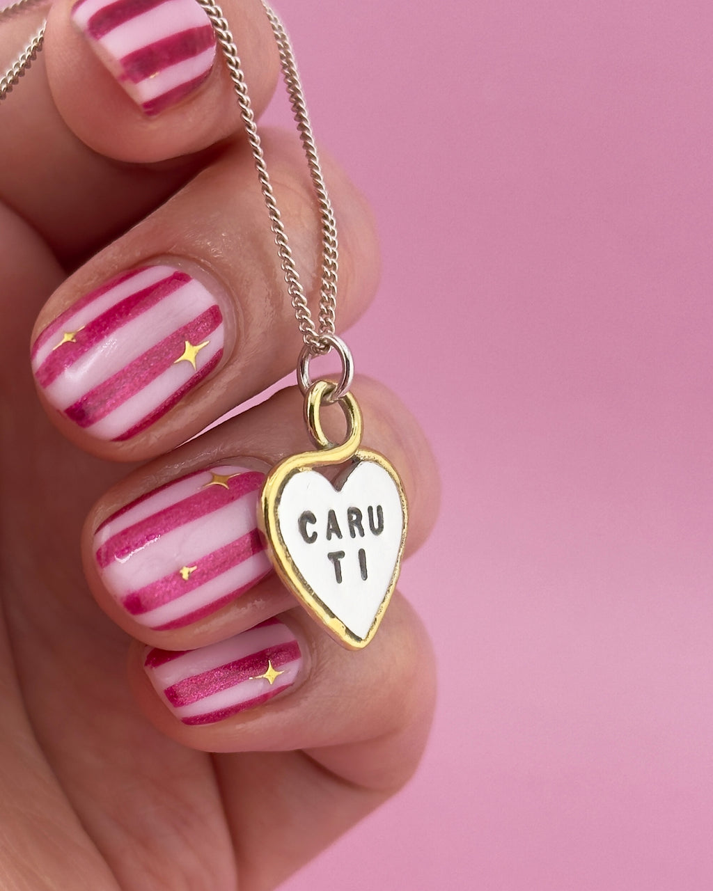 Personalised Heart Loop Necklace - Solid Fine Silver With 24k Gold