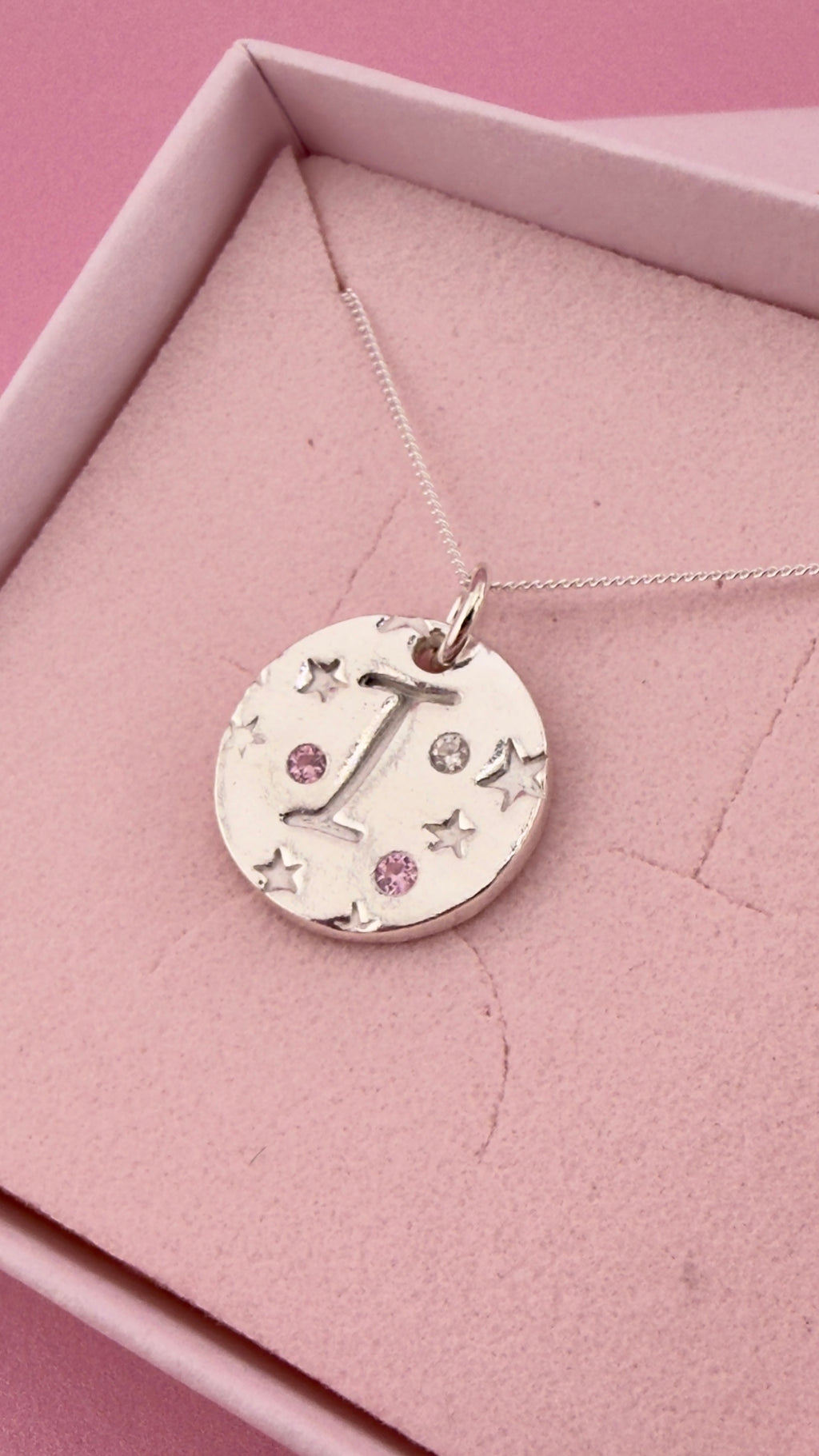 Personalised Seren Initial Necklace - Solid Fine Silver with Cubic Zirconia