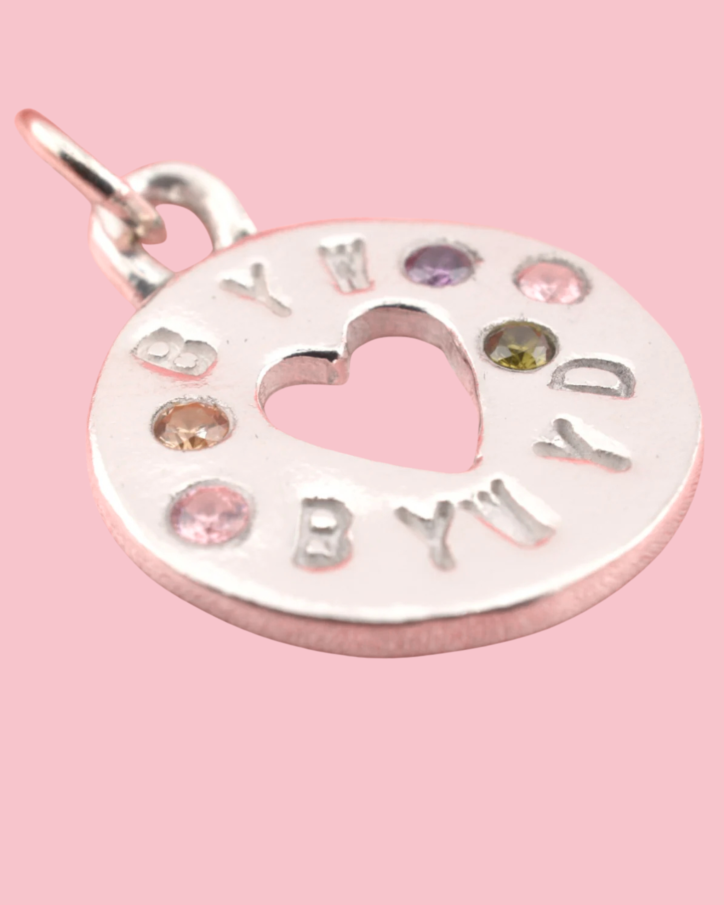 (Made to order) Heart Coin Necklace - Solid silver with Cubic Zirconia