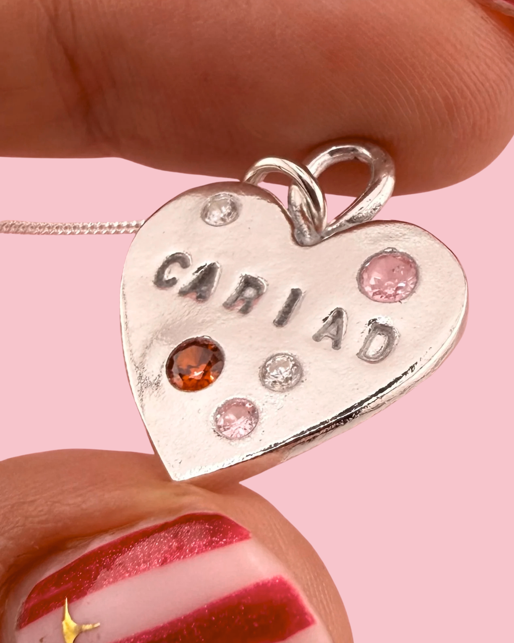 Personalised Calon Cymraeg Necklace – Handmade Welsh Heart in Solid Silver