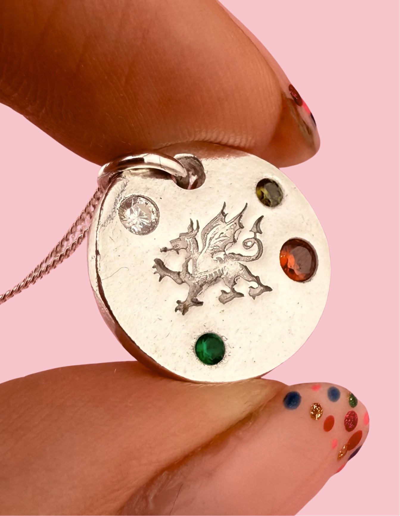 (Made to order) Draig Cymraeg Welsh Dragon Necklace - Solid Silver With Cubic Zirconia