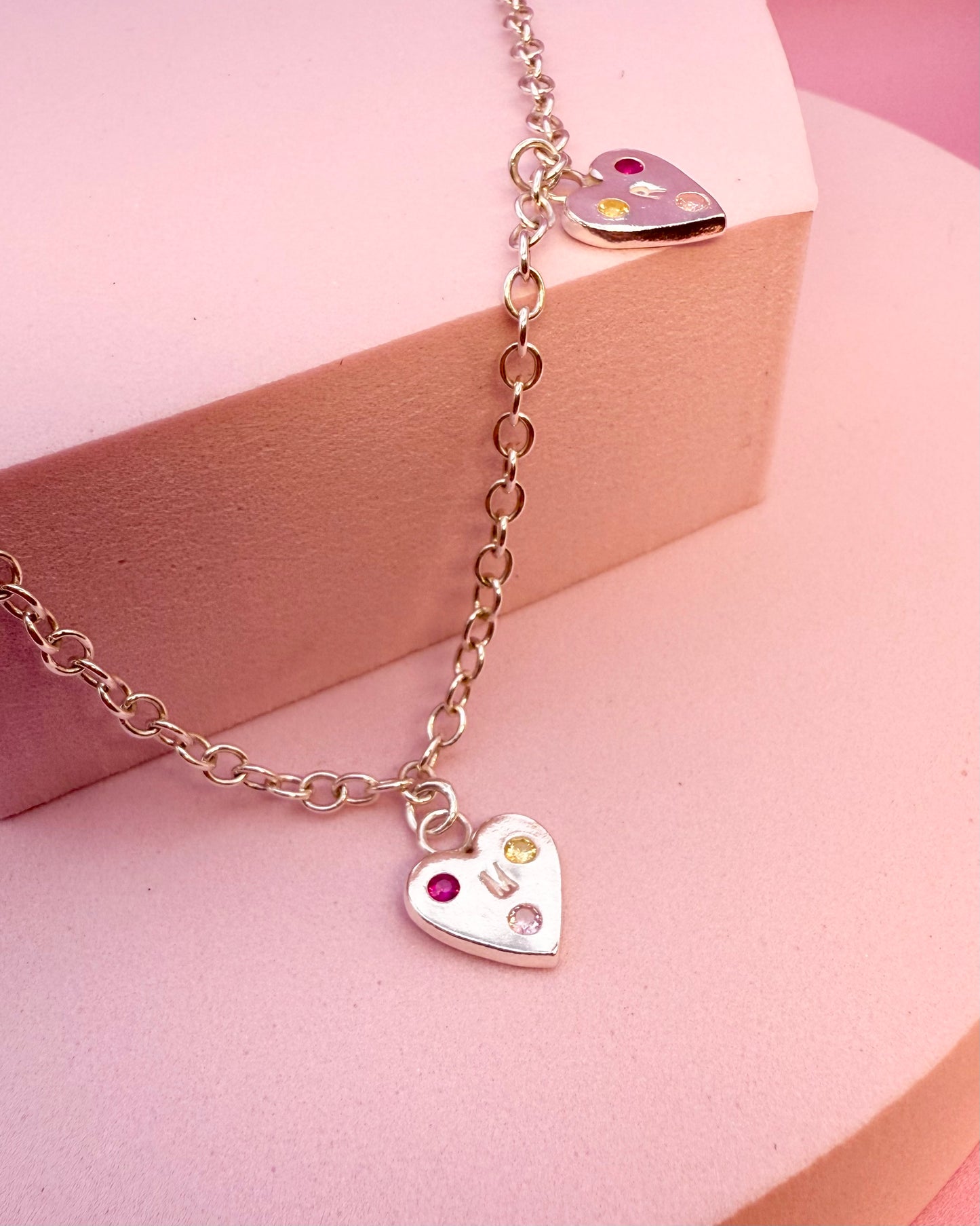 (Build Your Own) Love Letter Charm – Silver Heart Shaped Initial Charm