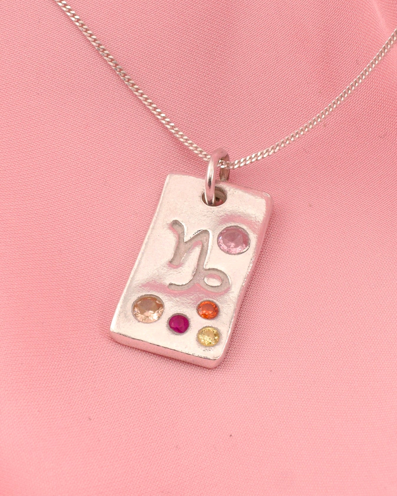 (Made to order) Zodiac Necklace - Solid Fine Silver With Cubic Zirconia Gemstones