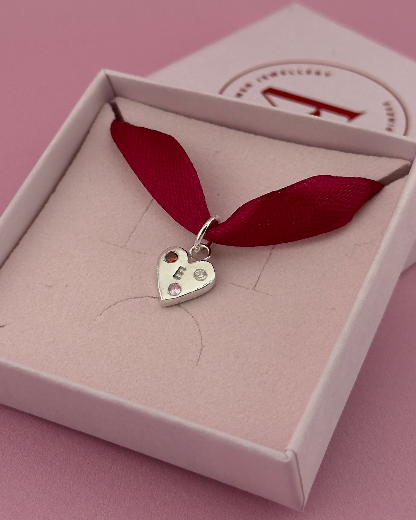 (Build Your Own) Love Letter Charm – Silver Heart Shaped Initial Charm