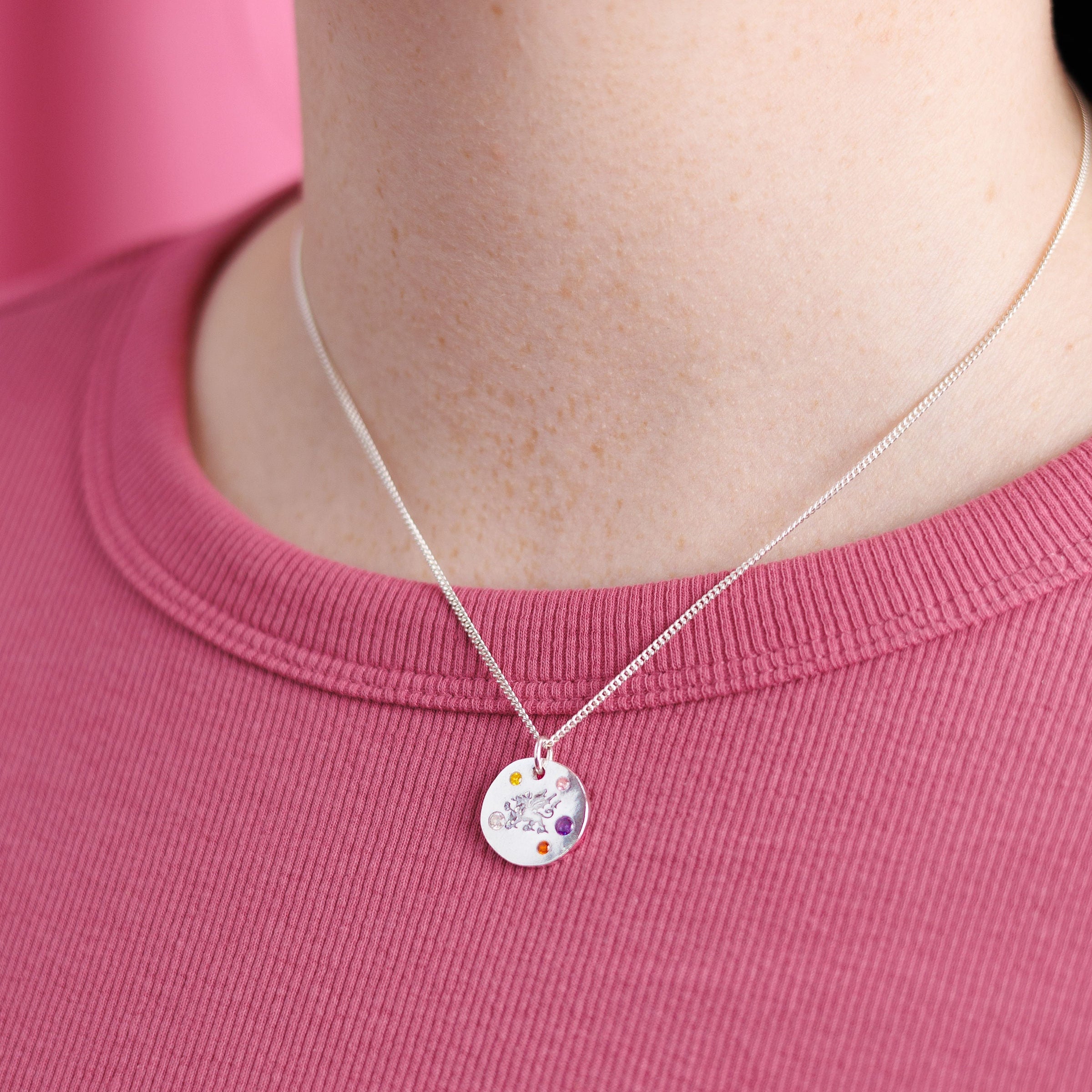 Personalised Draig Cymraeg Welsh Dragon Necklace - Solid Fine Silver With Cubic Zirconia