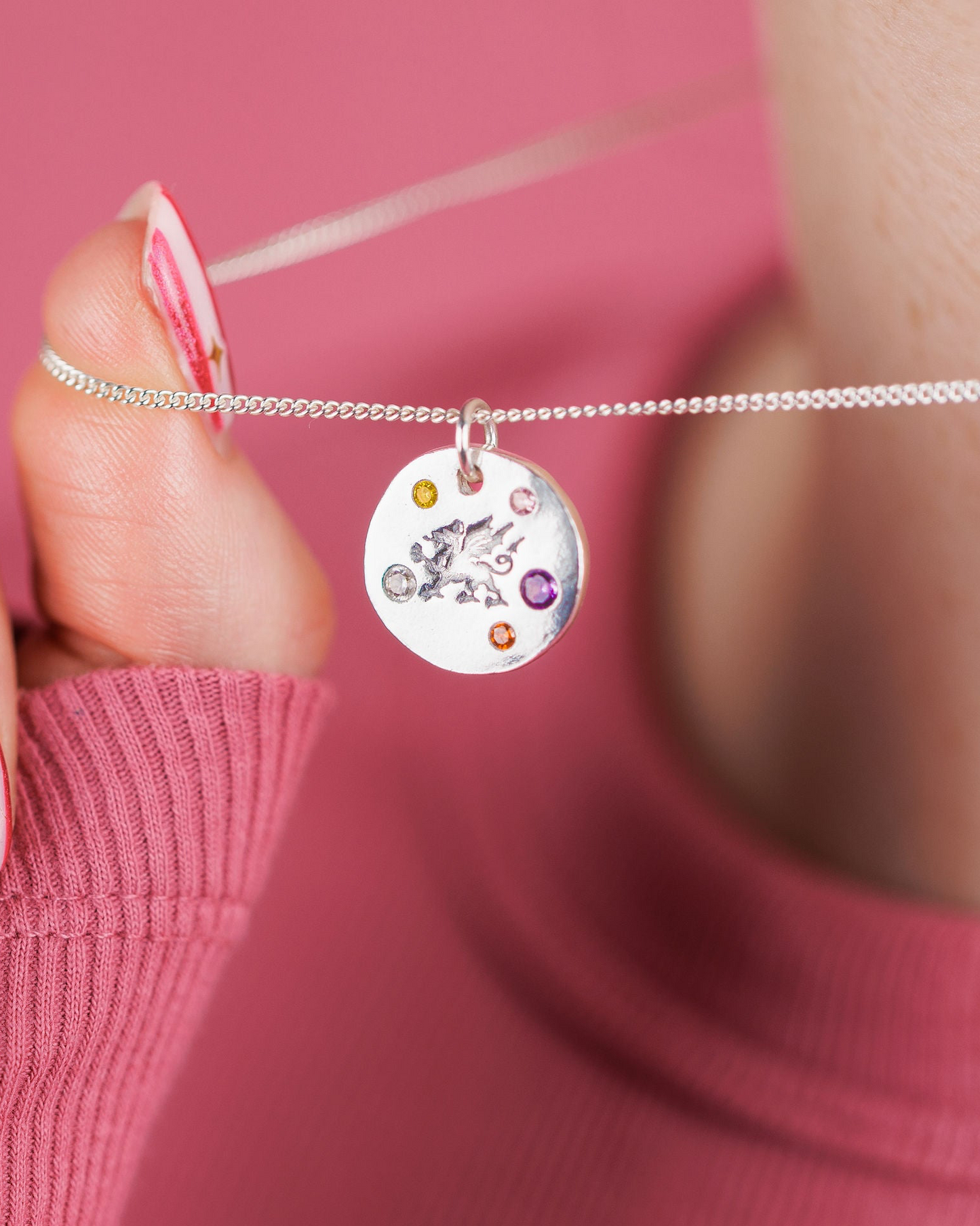 (Made to order) Draig Cymraeg Welsh Dragon Necklace - Solid Silver With Cubic Zirconia