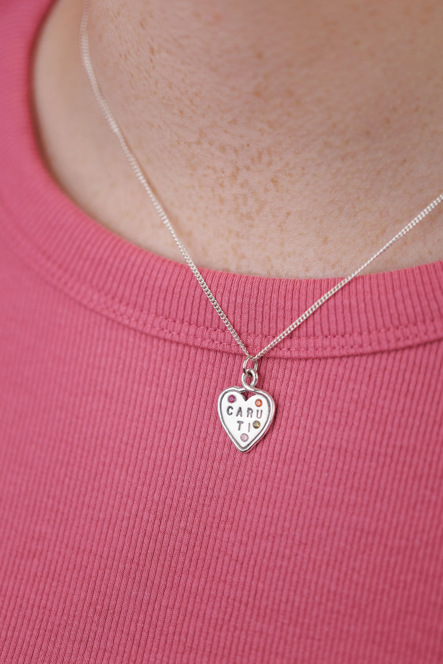 (Made to order) Heart Loop Necklace - Solid Silver with Cubic Zirconia