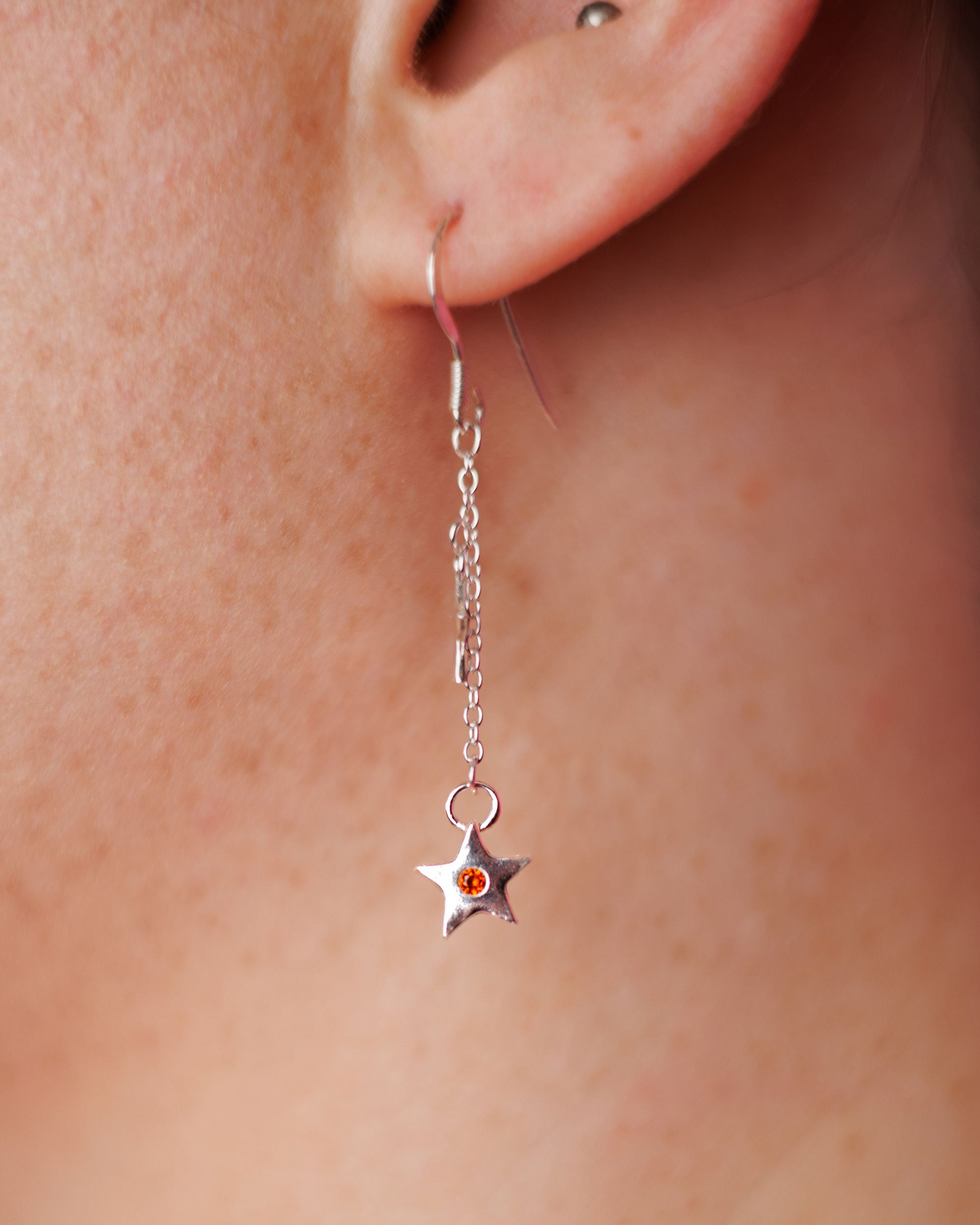(Made to order) Shooting star drop earrings - solid fine silver