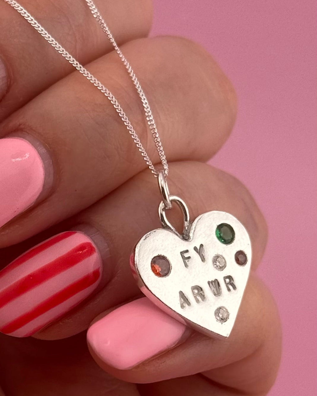 Personalised Calon Cymraeg Necklace – Handmade Welsh Heart in Solid Silver