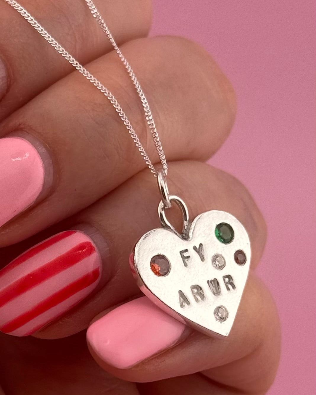 Personalised Calon Cymraeg Necklace – Handmade Welsh Heart in Solid Silver