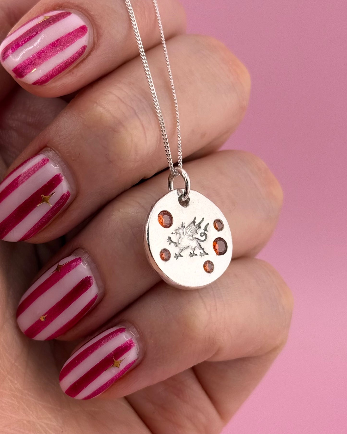 (Made to order) Draig Cymraeg Welsh Dragon Necklace - Solid Silver With Cubic Zirconia