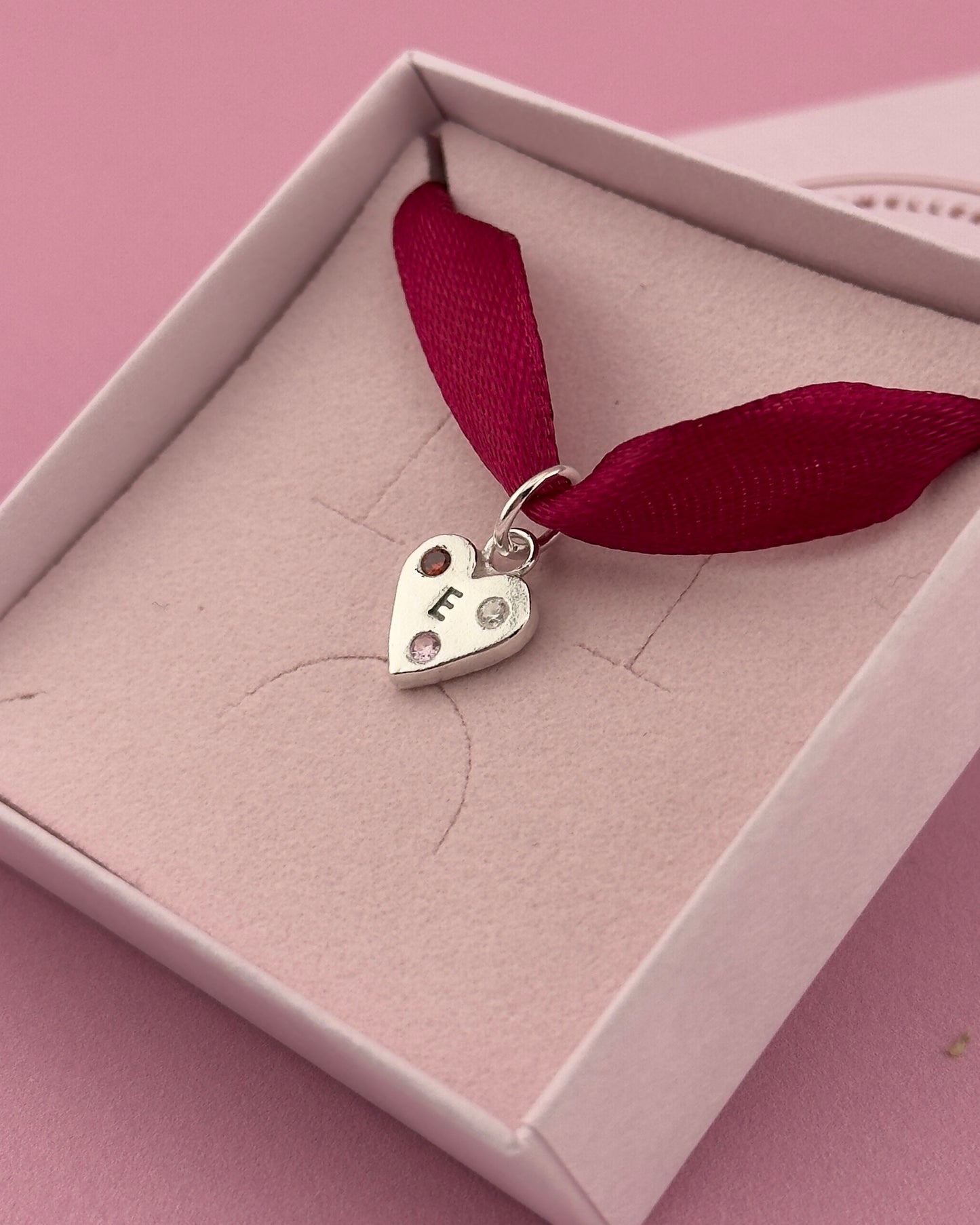 (Build Your Own) Love Letter Charm – Silver Heart Shaped Initial Charm