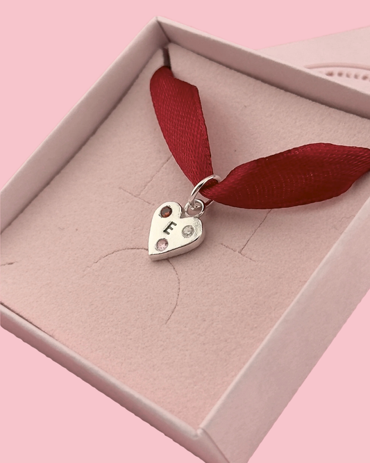 (Build Your Own) Love Letter Charm – Silver Heart Shaped Initial Charm