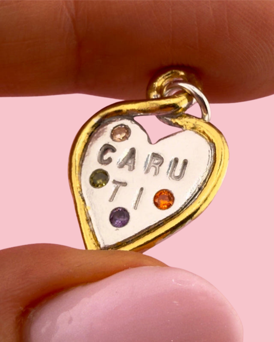Caru ti Welsh heart loop pendant in gold and silver