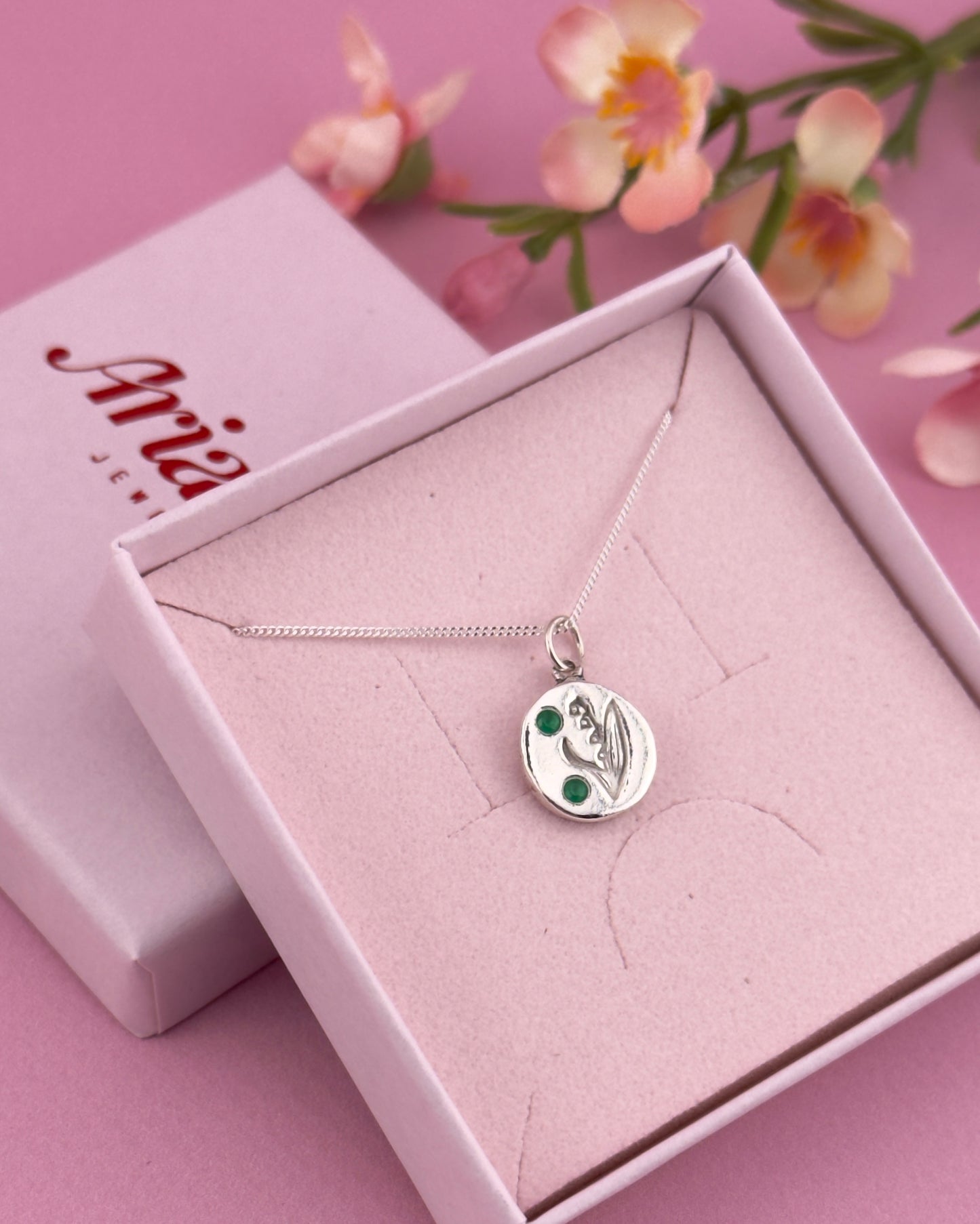 Personalised Mini Birth Flower Necklace - Solid Fine Silver