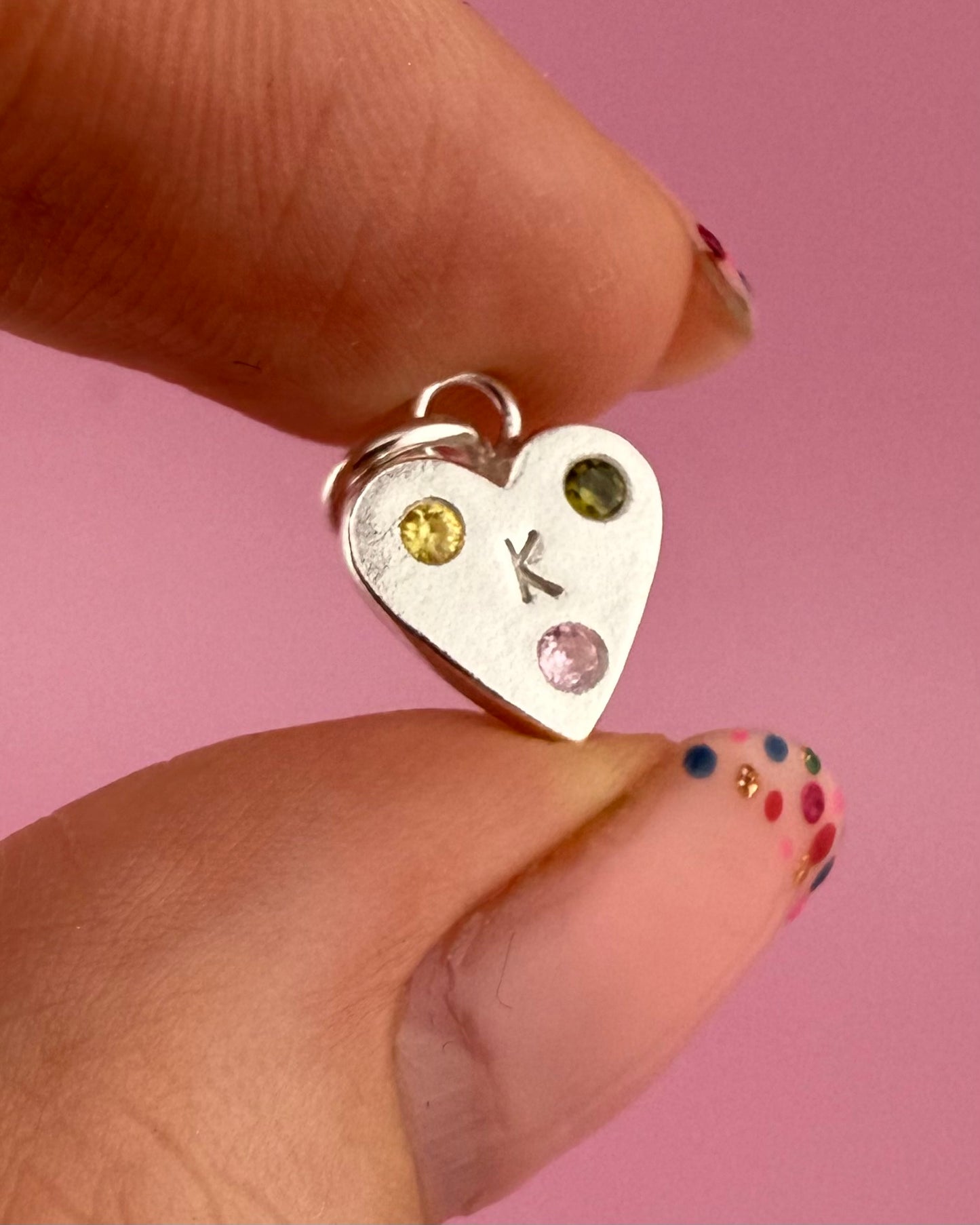 (Build Your Own) Love Letter Charm – Silver Heart Shaped Initial Charm