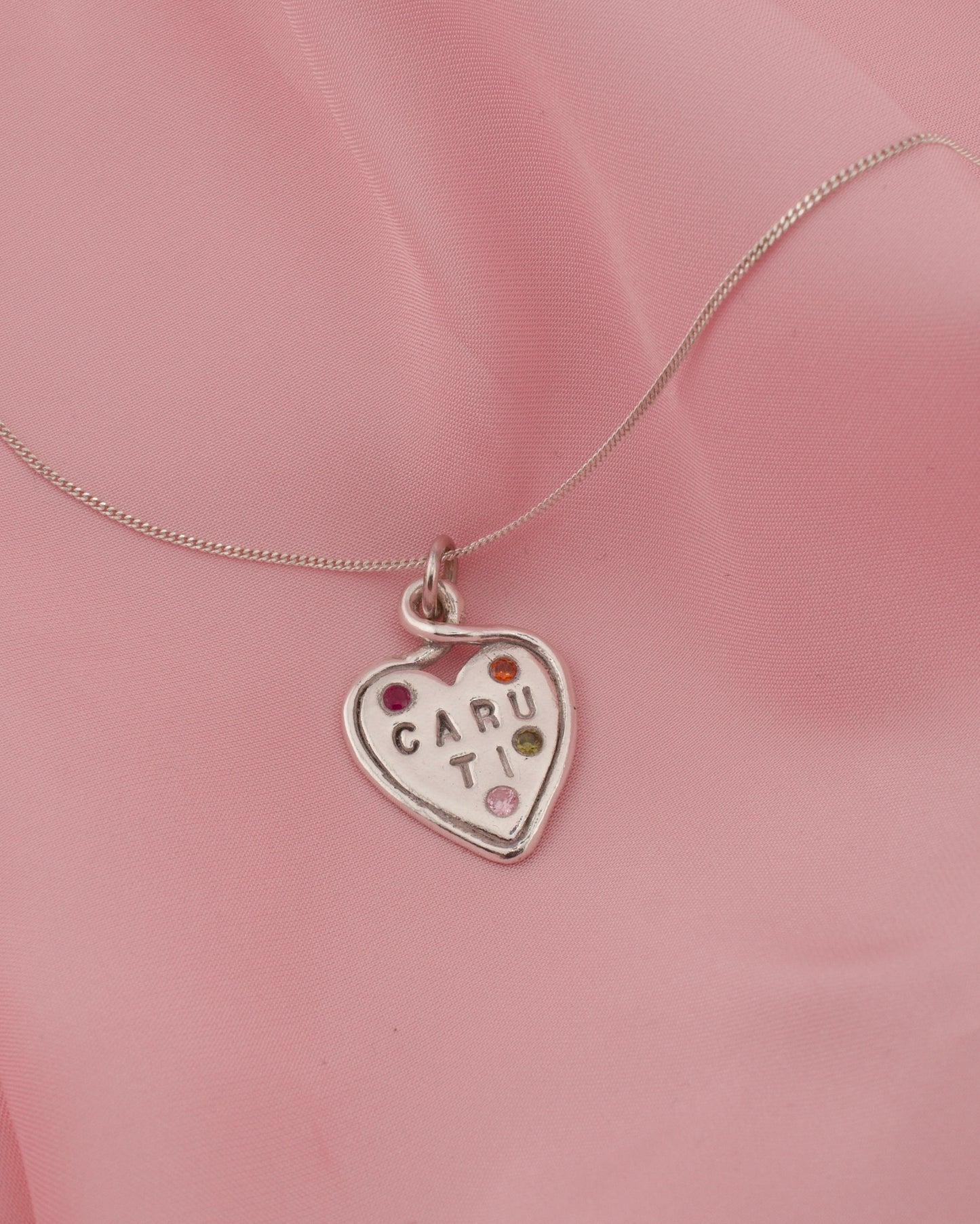 (Made to order) Heart Loop Necklace - Solid Silver with Cubic Zirconia