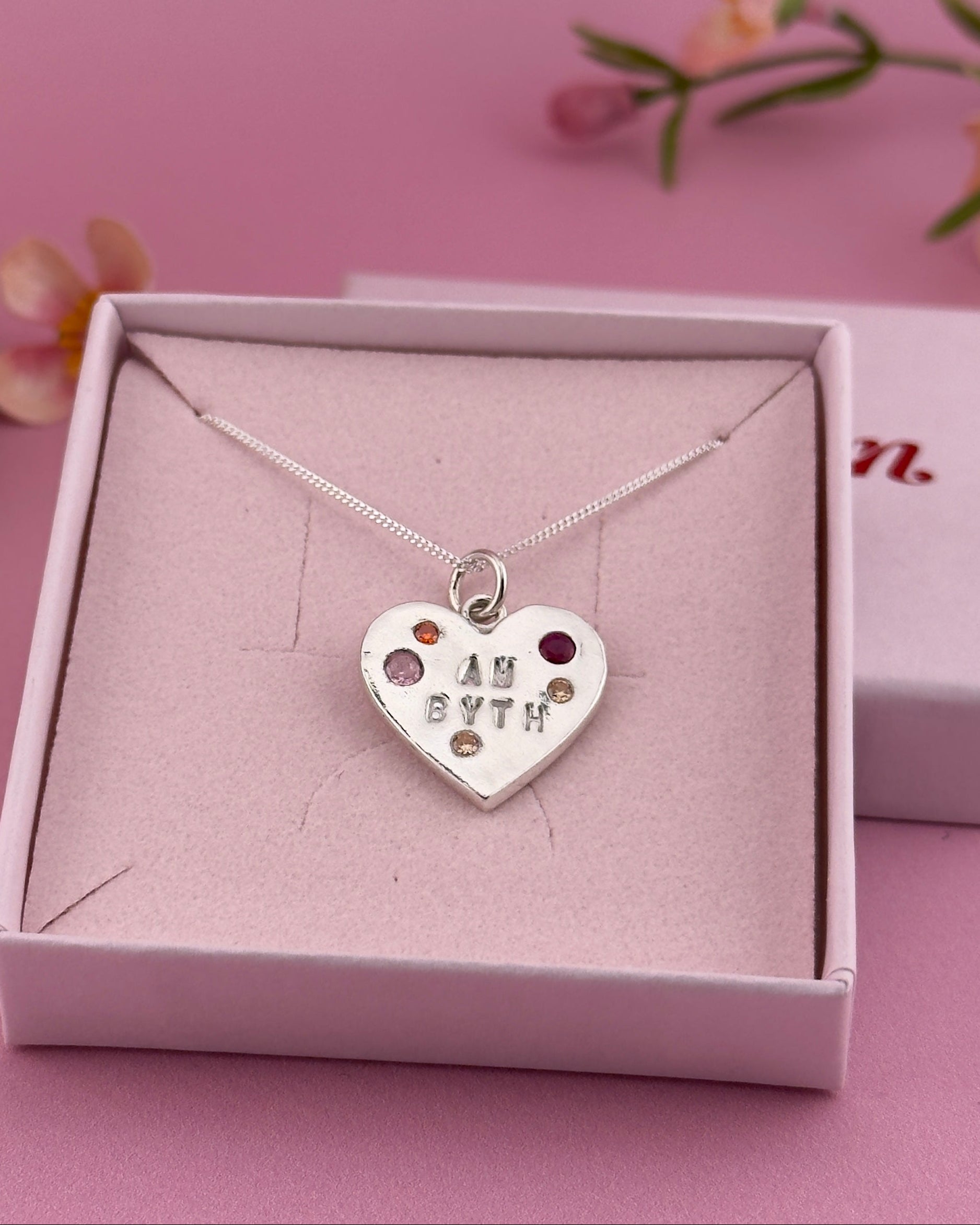 Personalised Calon Cymraeg Necklace – Handmade Welsh Heart in Solid Silver