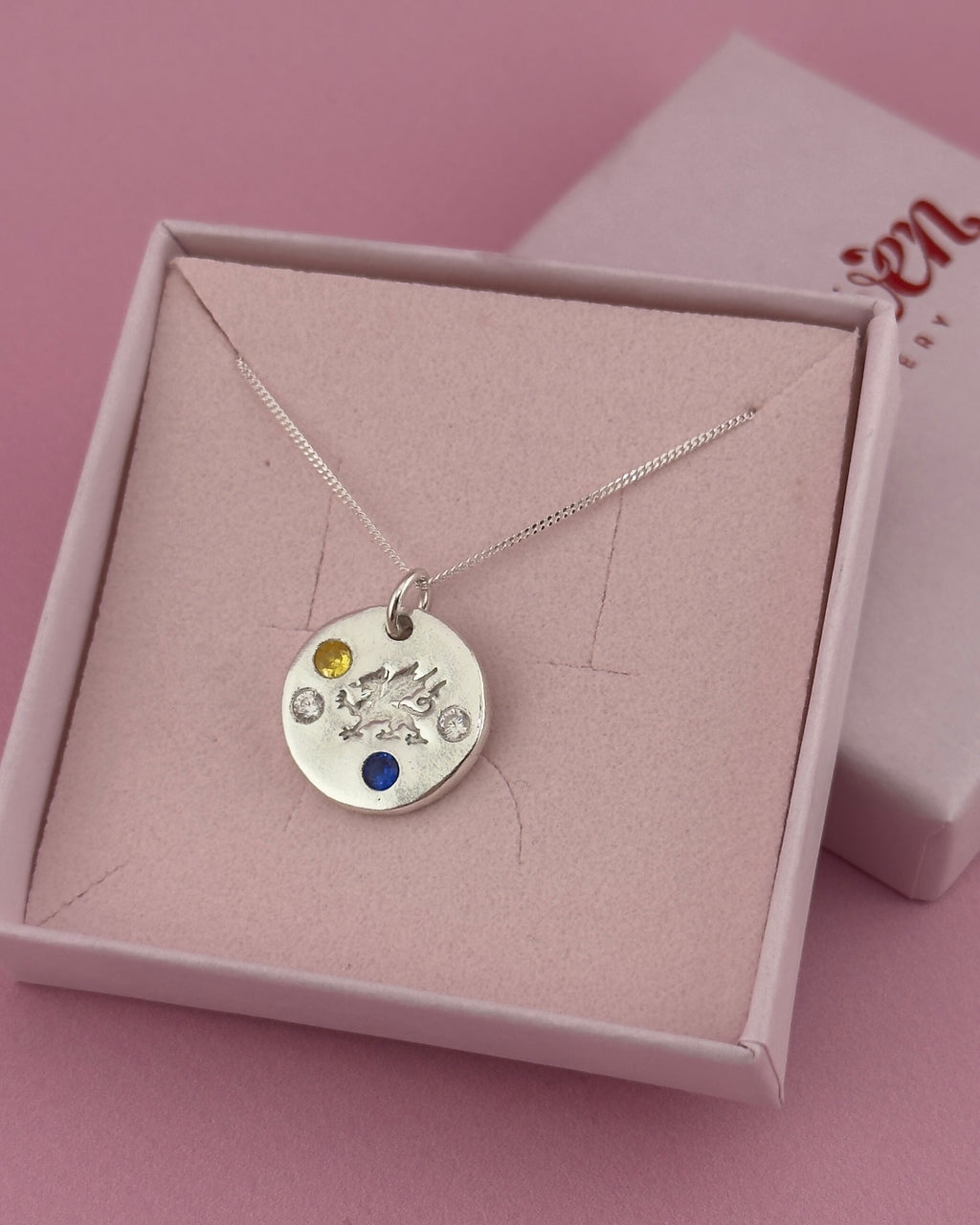 Personalised Draig Cymraeg Welsh Dragon Necklace - Solid Fine Silver With Cubic Zirconia