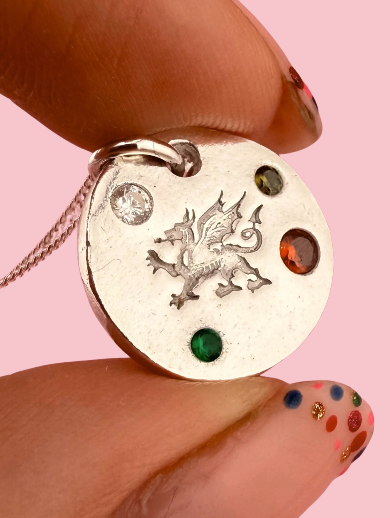 (Made to order) Draig Cymraeg Welsh Dragon Necklace - Solid Silver With Cubic Zirconia