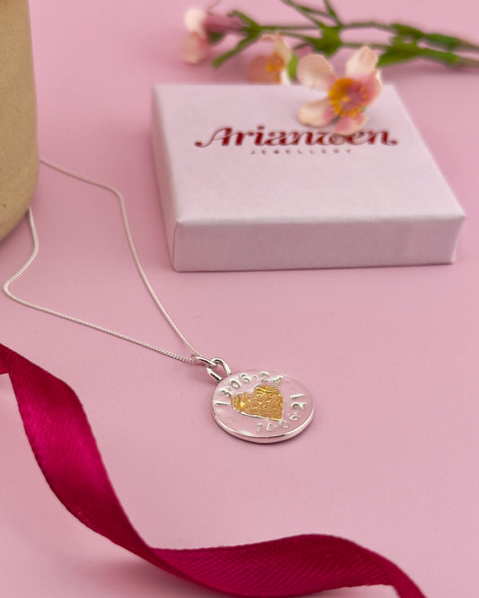 Personalised Welsh Celtic Heart Necklace - Solid Fine Silver with 24k Gold