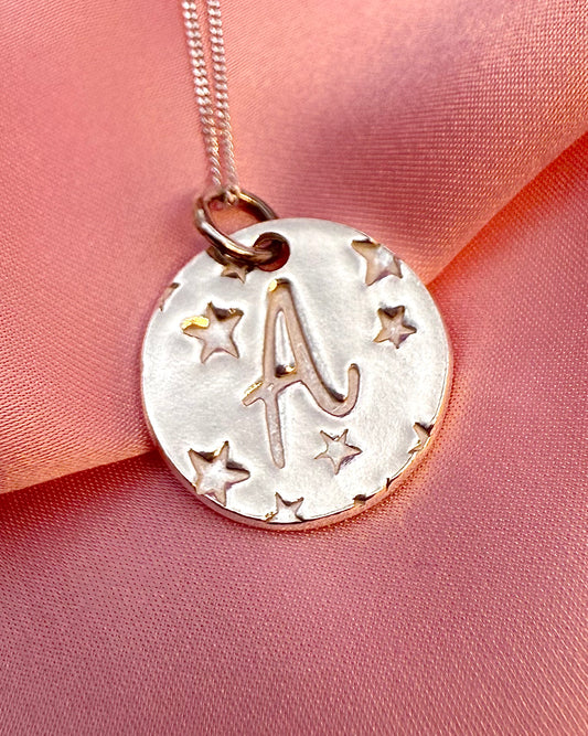 (Made to order) Seren Initial Pendant - Solid Fine Silver