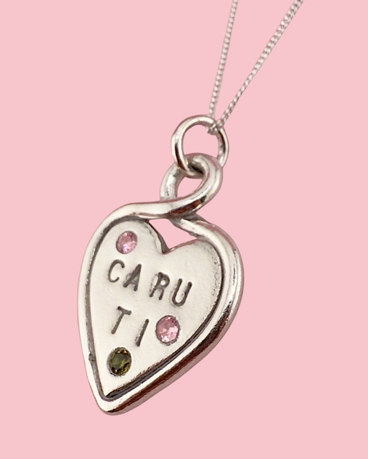 (Made to order) Heart Loop Necklace - Solid Silver with Cubic Zirconia