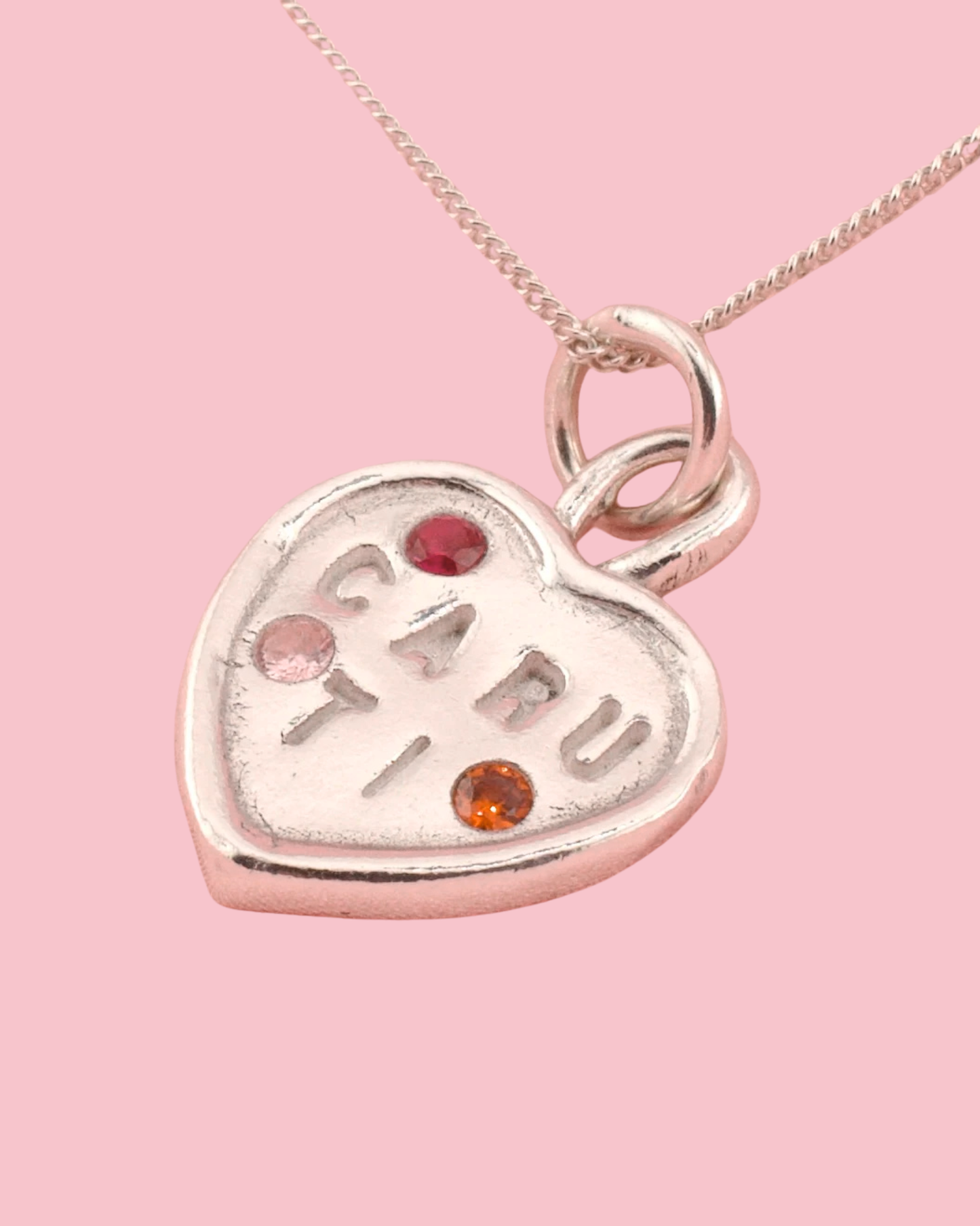 (Made to order) Caru Ti Sweetheart necklace - Solid Silver with Cubic Zirconia