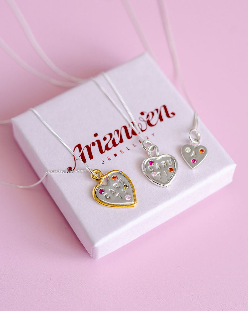 Personalised Heart Loop Necklace - Solid Fine Silver With 24k Gold