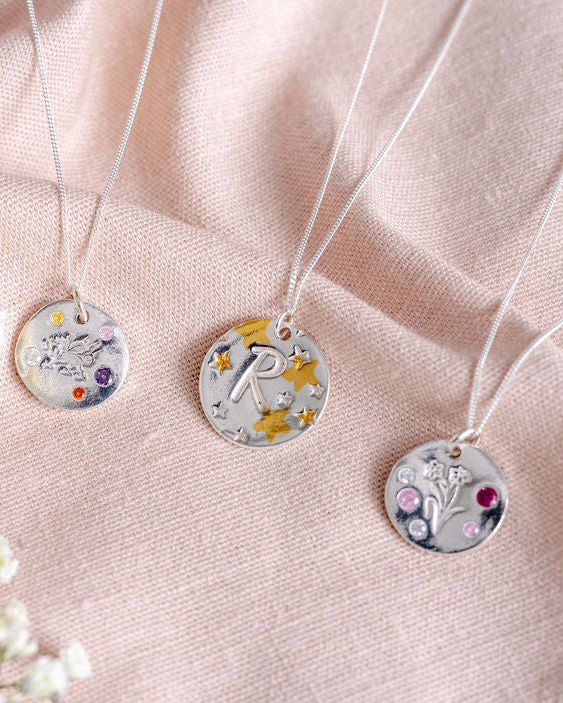 Personalised Mixed Metal Seren Initial Necklace – Solid Fine Silver & 24k Gold
