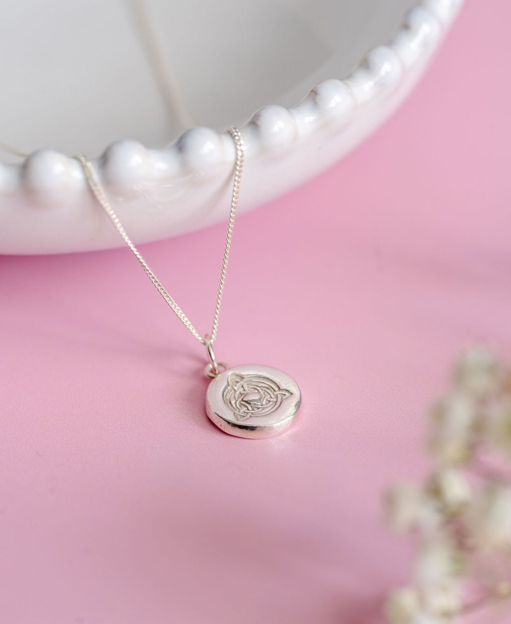 Personalised Mini Welsh Celtic Knot Necklace - Solid Fine Silver
