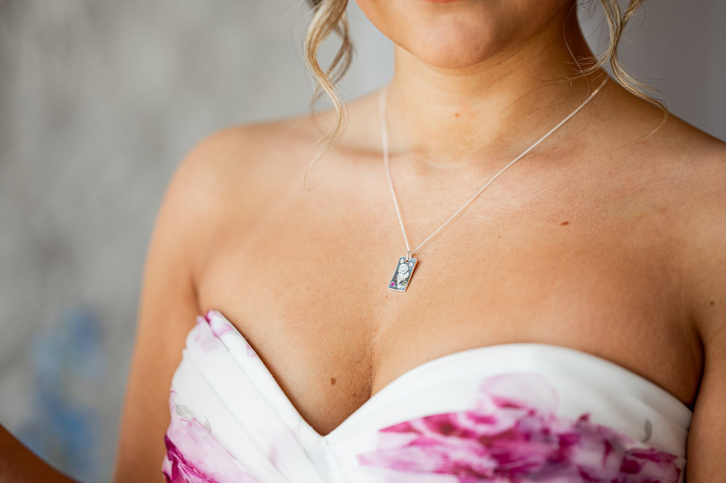Personalised Birth Flower Necklace - Solid Fine Silver with Cubic Zirconia