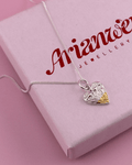 Calon Celtaidd - Mixed Metal Celtic Knot Heart Necklace - Solid Fine Silver With 24k Gold - Arianwen Jewellery