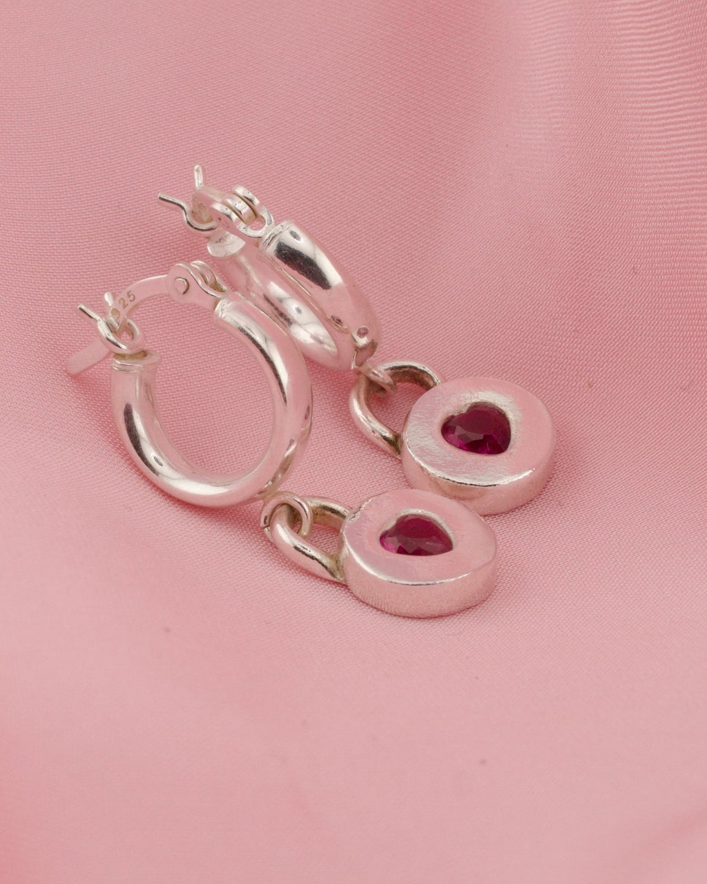 Jammie Heart Huggie Hoop Earrings - Solid Fine Silver - Arianwen Jewellery