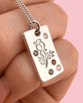 Personalised Birth Flower Necklace - Solid Fine Silver with Cubic Zirconia - Arianwen Jewellery
