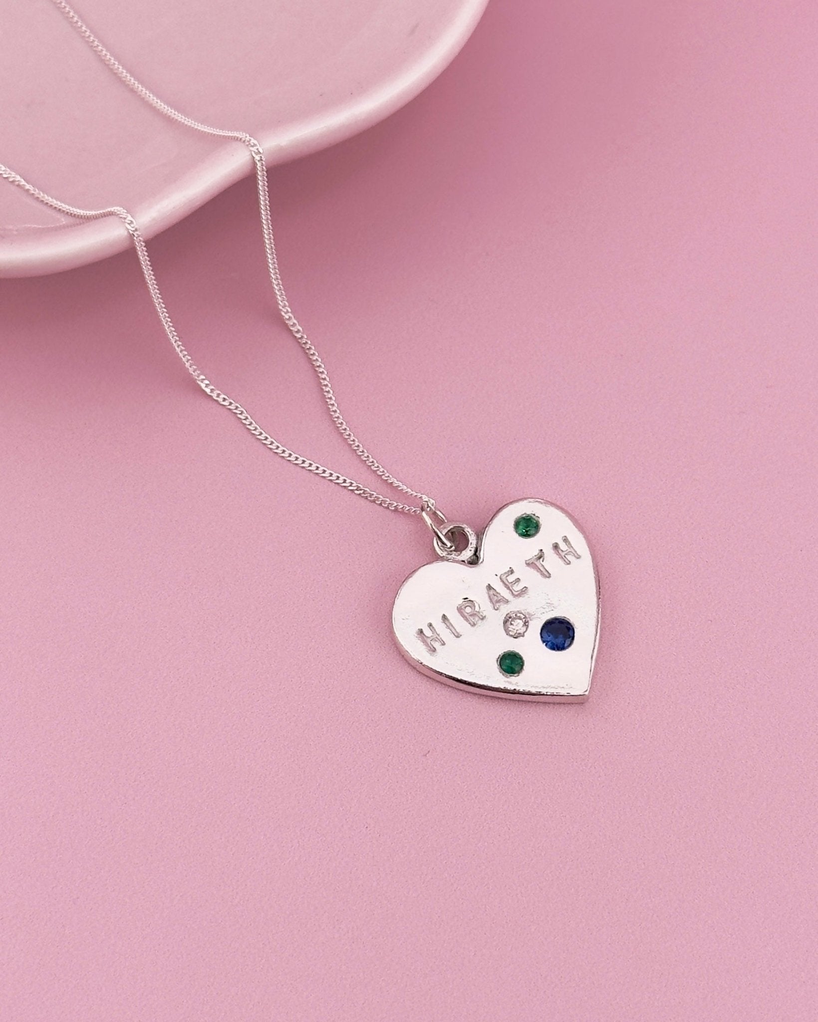 Personalised Calon Cymraeg Necklace – Handmade Welsh Heart in Solid Silver - Arianwen Jewellery