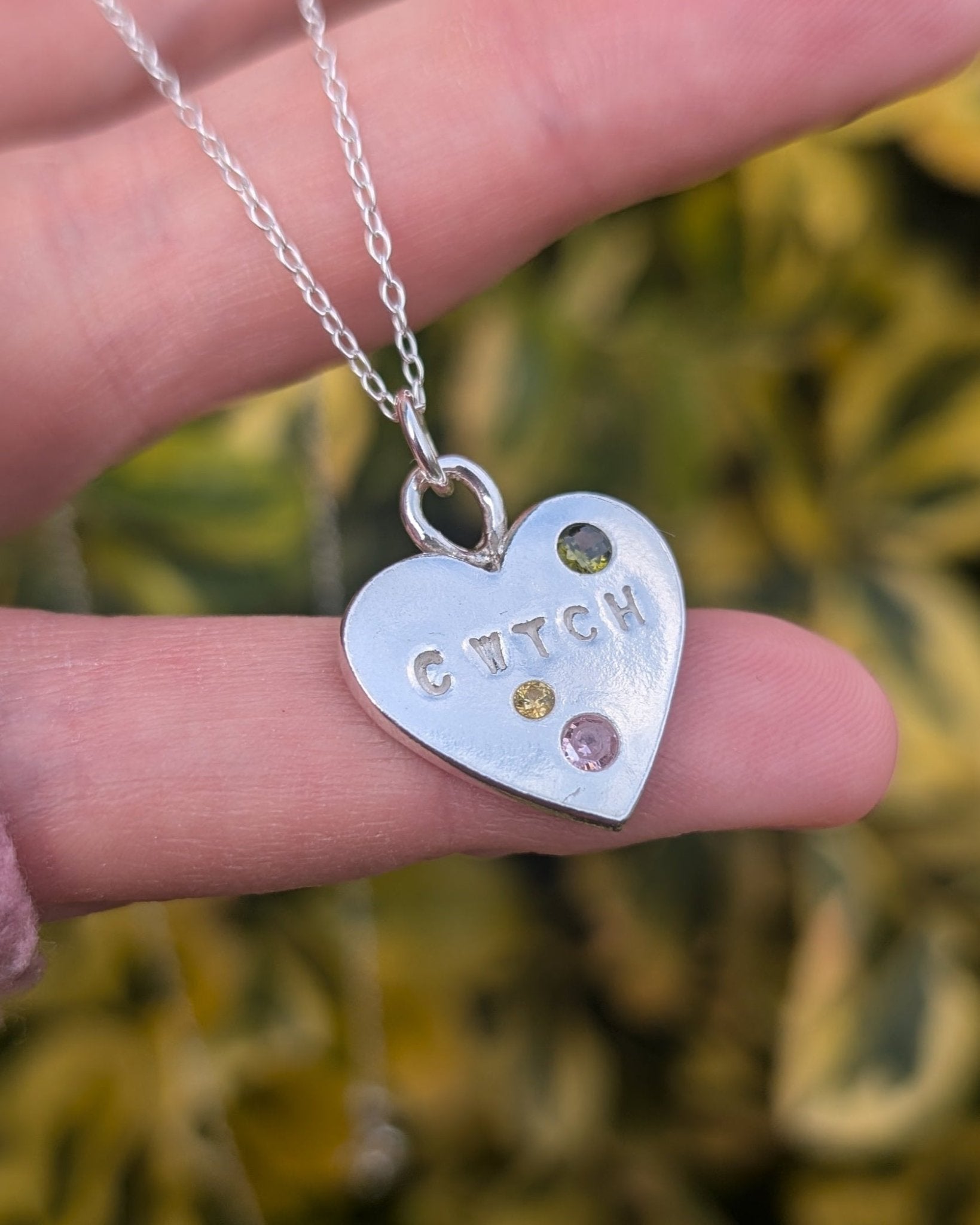Personalised Calon Cymraeg Necklace – Handmade Welsh Heart in Solid Silver - Arianwen Jewellery