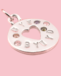 Personalised Heart Coin Necklace - Solid Fine Silver with Cubic Zirconia - Arianwen Jewellery