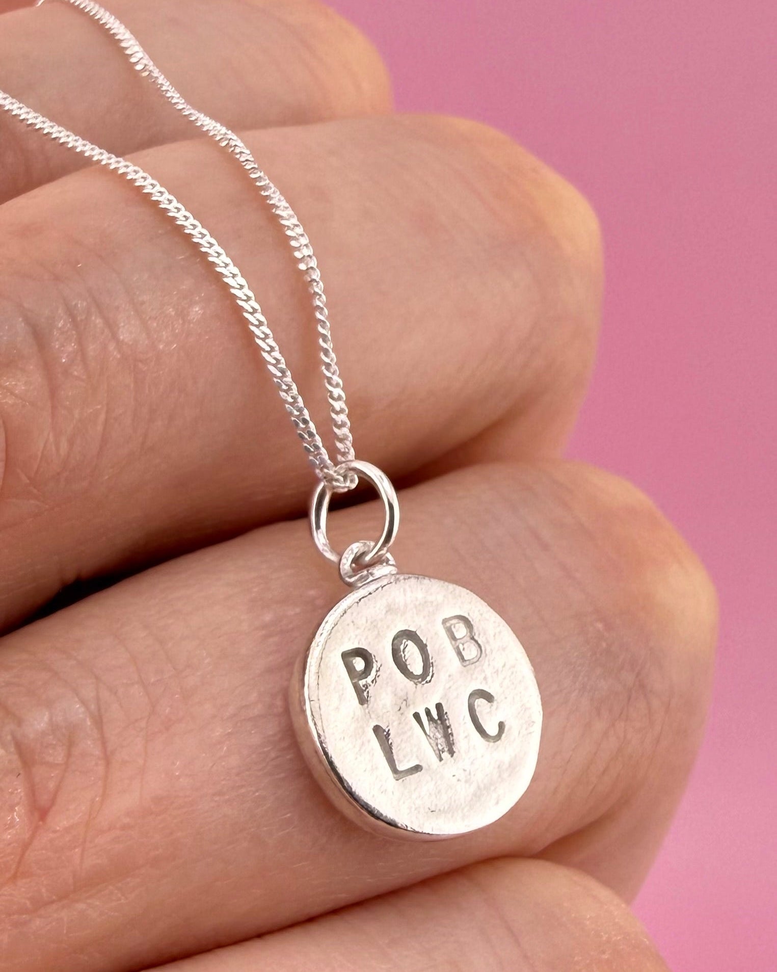 Personalised Mini “Pob Lwc” Welsh Lucky Charm Necklace - Solid Fine Silver - Arianwen Jewellery