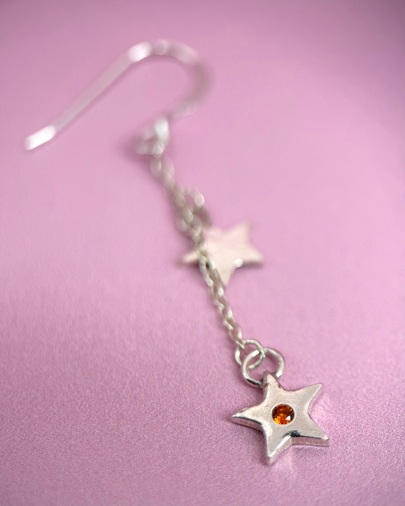 Shooting Star Drop Earrings - Solid Fine Silver - Arianwen Jewellery
