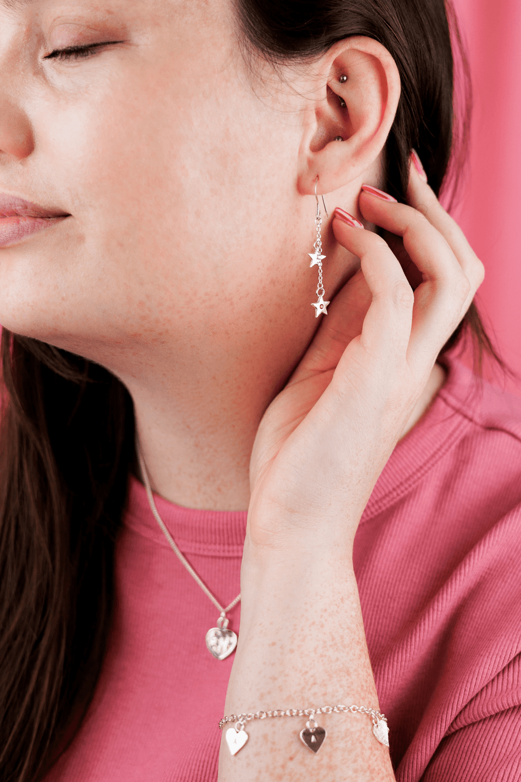 Shooting Star Drop Earrings - Solid Fine Silver - Arianwen Jewellery